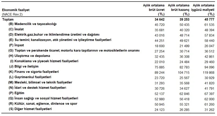 Ortalama işgücü maliyeti 45 bin 777 TL oldu... En yüksek maliyet finans ve sigorta sektöründe