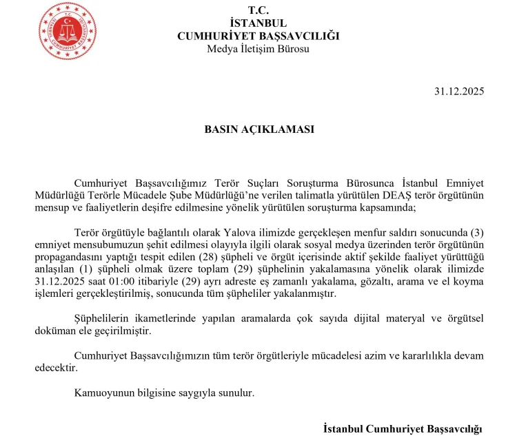 İstanbul’da DEAŞ Operasyonu: 29 gözaltı!