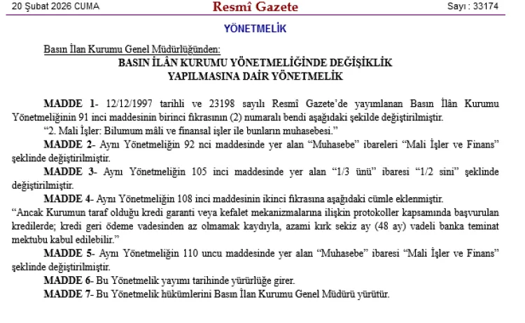 BİK Yönetmeliği'ne 'mali' ayar