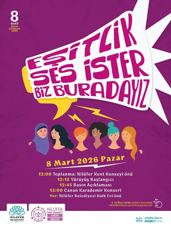 Nilüfer'de 8 Mart etkinlikleri "Eşitlik Ses İster Biz Buradayız" sloganıyla başlıyor