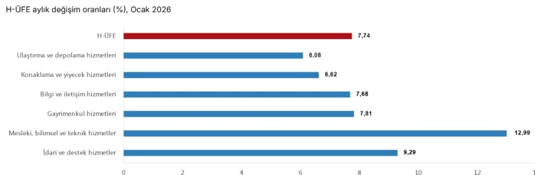H-ÜFE'de yıllıkta gayrimenkul, aylıkta mesleki hizmetler zirvede