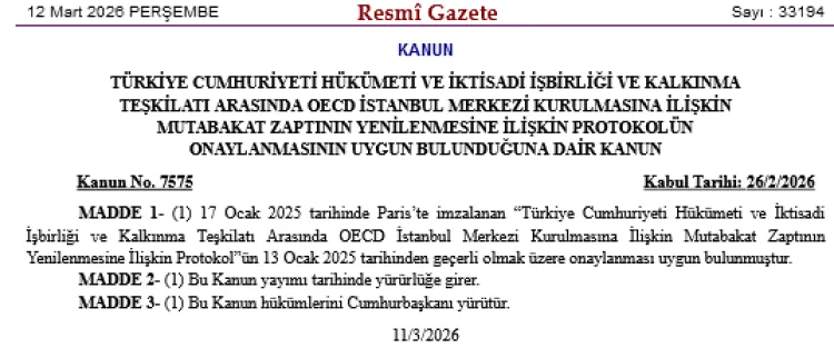 OECD İstanbul Merkezi Protokolü 'Resmi'leşti