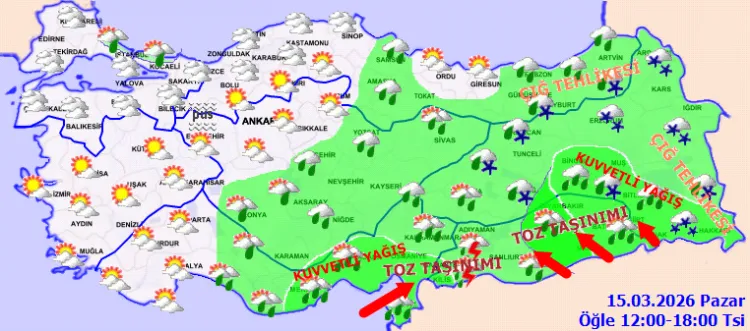 Yurtta bugün hava nasıl olacak? (15 Mart 2026 Pazar)