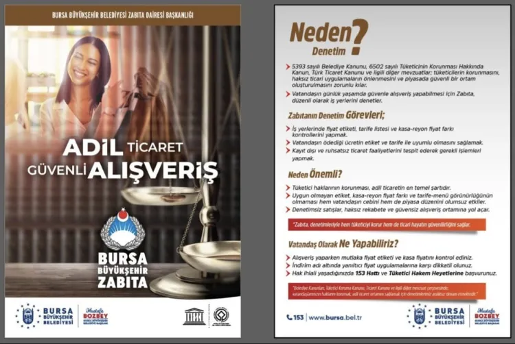 Bursa Büyükşehir Zabıtası tüketicileri bilgilendirdi