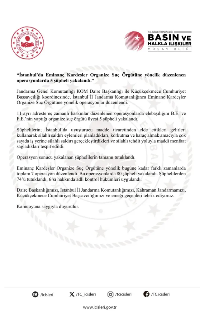 İstanbul’da organize suça 5 tutuklama!