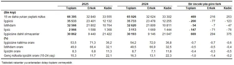 2025’te işsizlik yüzde 8,3’e geriledi... İstihdam oranı en yüksek il Artvin