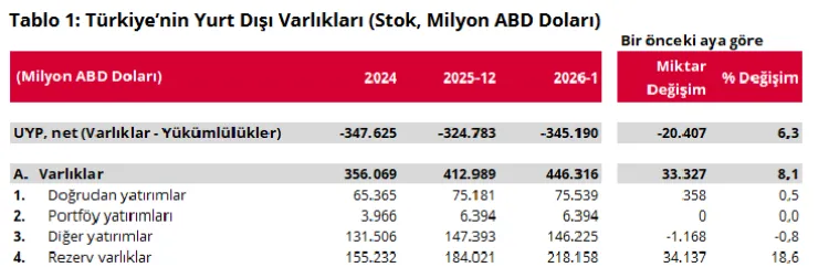 Türkiye’nin net UYP açığı -345,2 milyar dolar