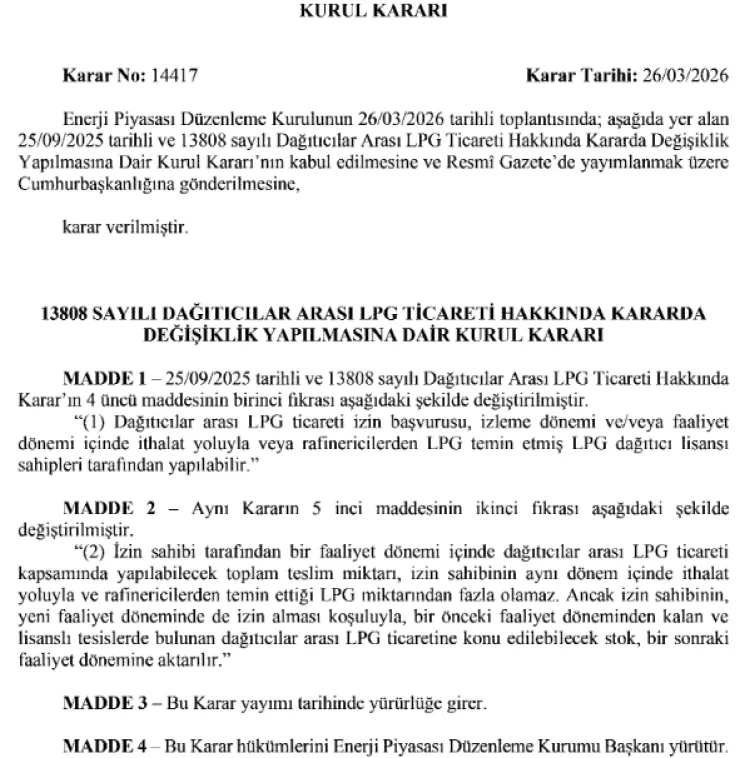EPDK’dan LPG ticaretinde yeni dönem... LPG teslim miktarına sınır